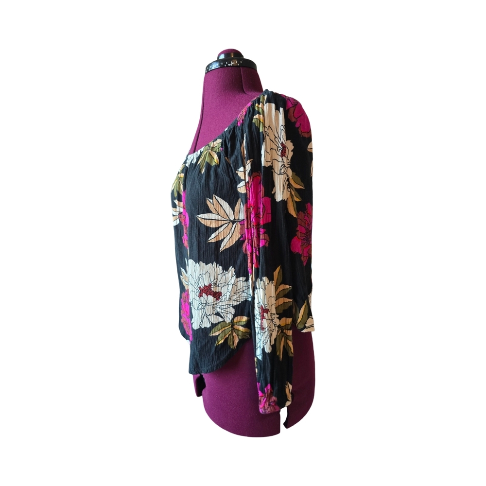 Billabong Mi Amore Floral Off-Shoulder Long Sleeve Blouse Size S Boho Tropical - Picture 5 of 10